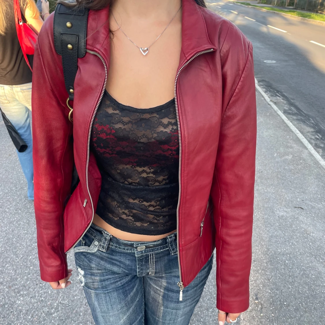 Red biker jacket