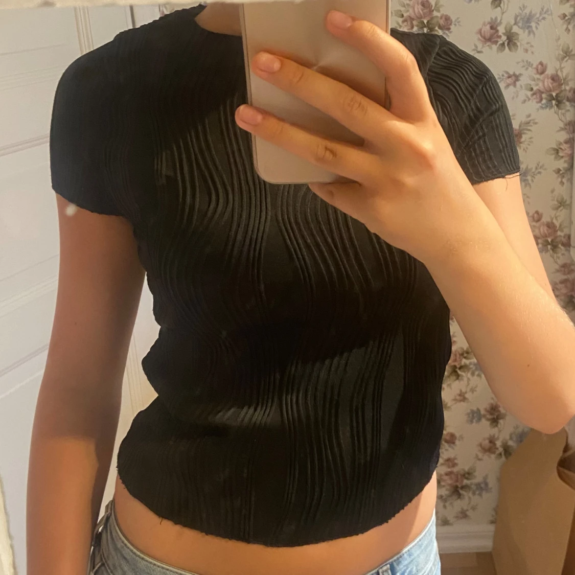 Svart ribbad topp - 90