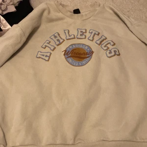 En tjocktröjan utan luva beige  - Säljer en beige tröja med text. 