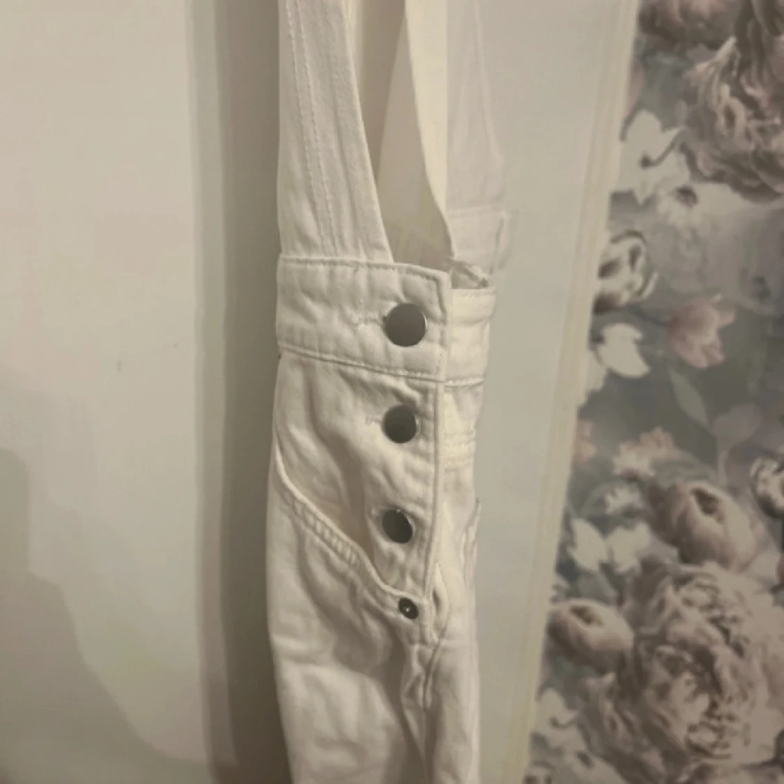 Jeans Hängselbyxa Vit - 91