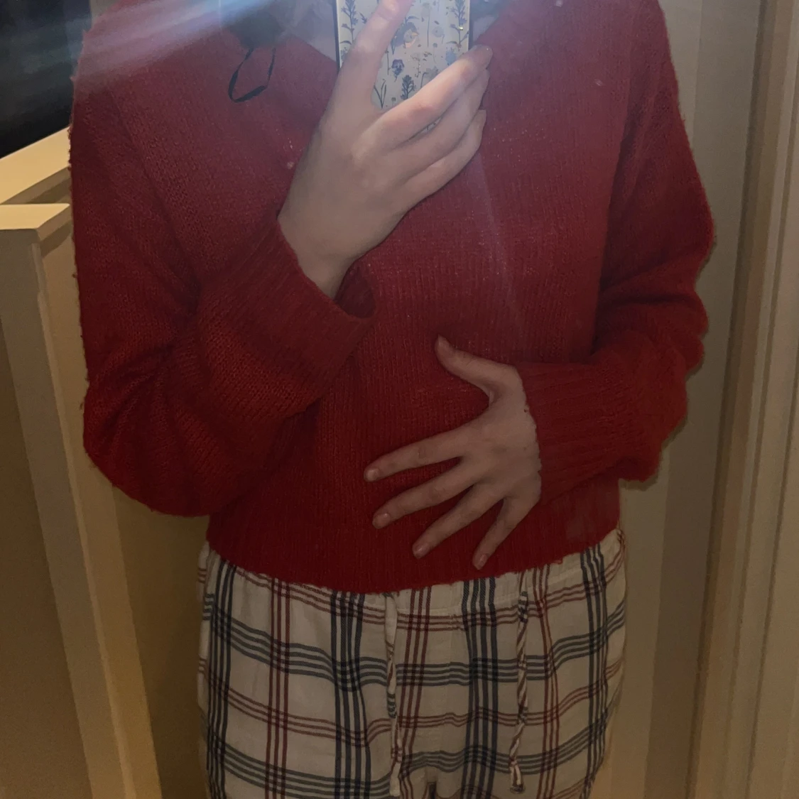 Röd Stickad Tröja - 91
