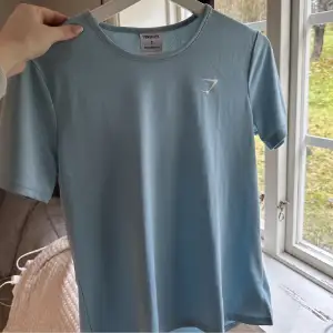 Gymshark T-shirt i en jättefin ljusblå färg, använd ca 2-3 gånger bara därav inga skador! Storlek S💕💕💕