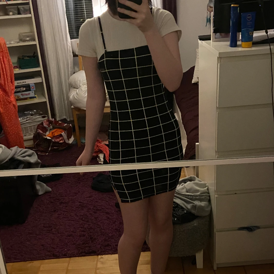 Rutig bodycon klänning 