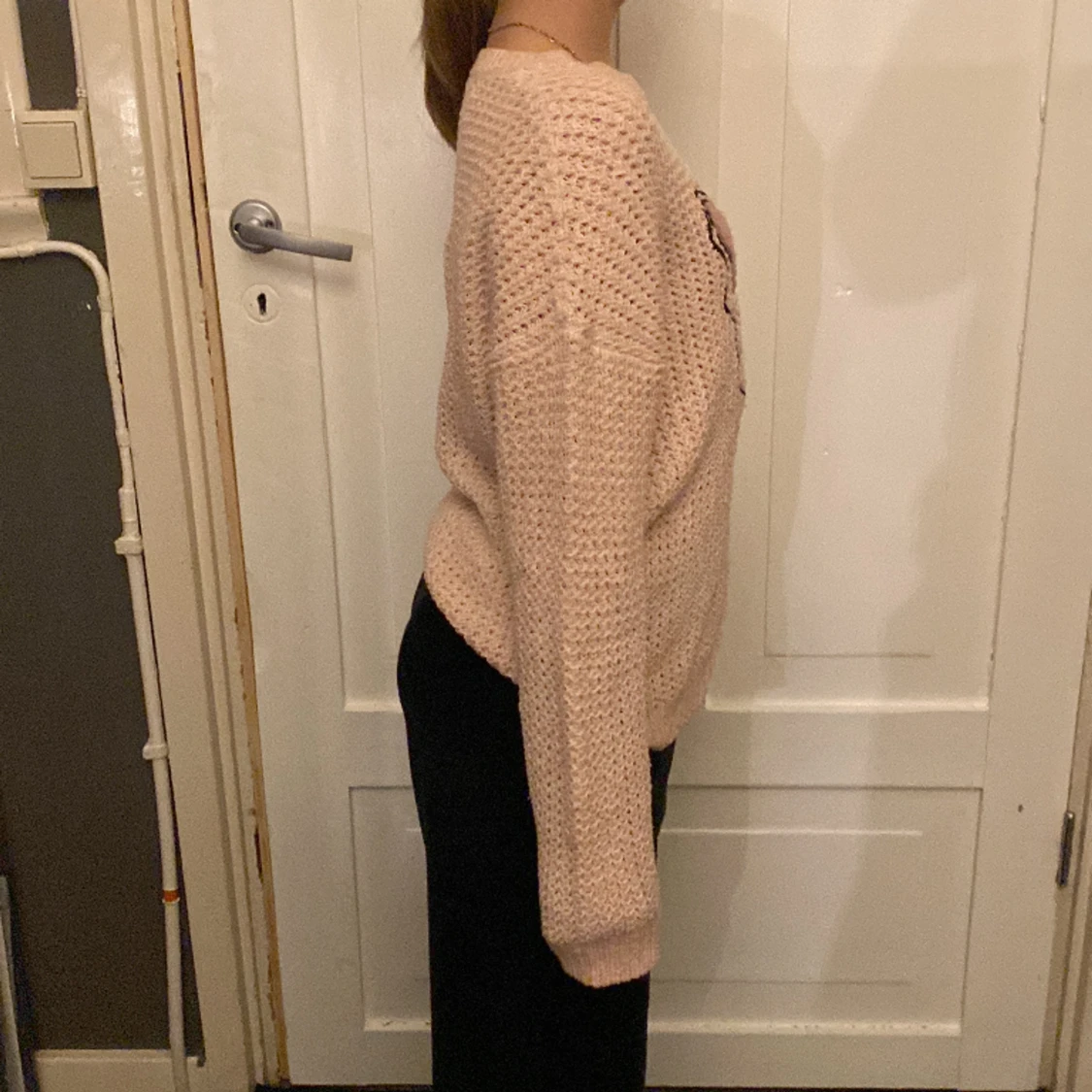 Rosa stickad tröja - 90