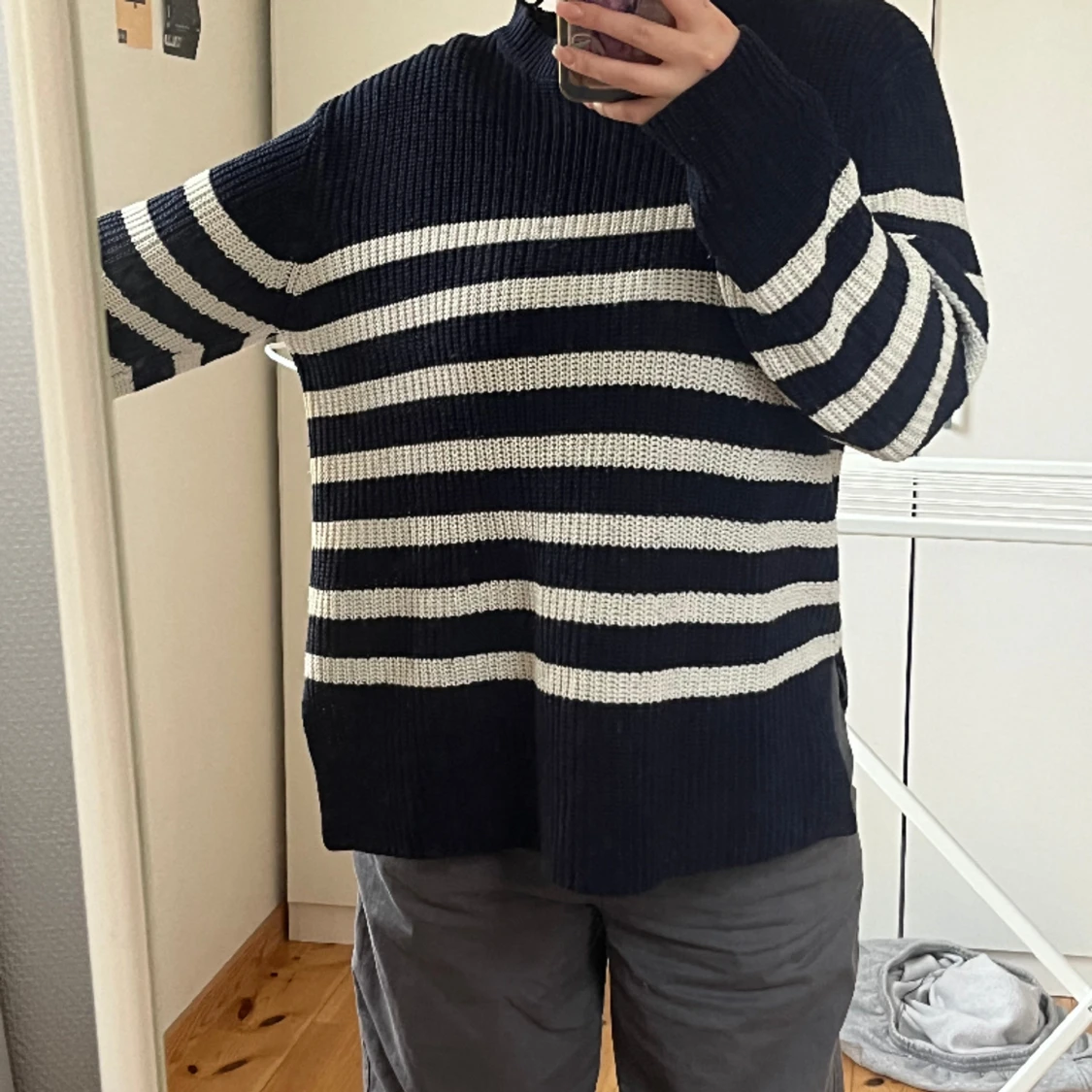 Stickad lång tröja - 90