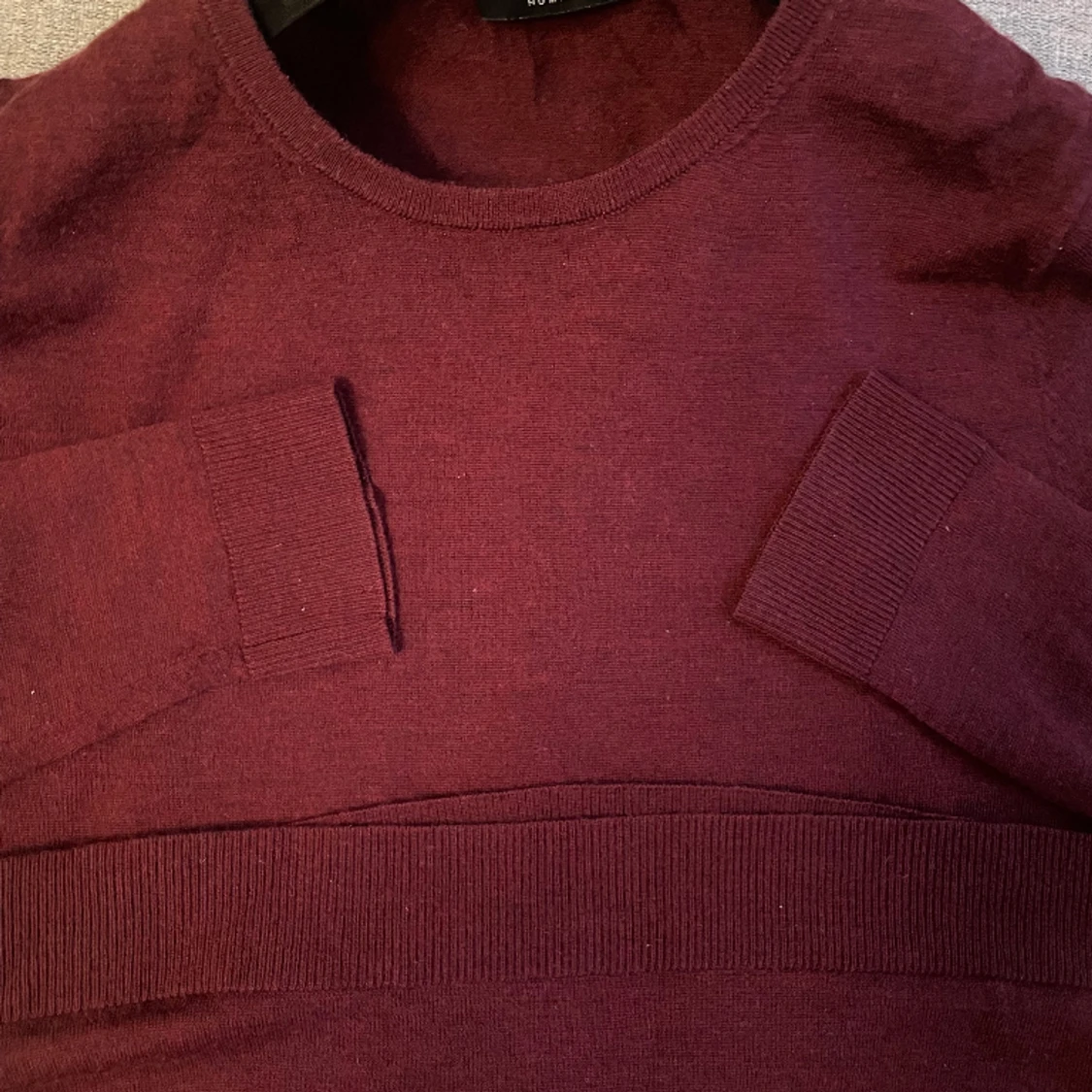 Vinröd sweatshirt 100% merinoull  - 90