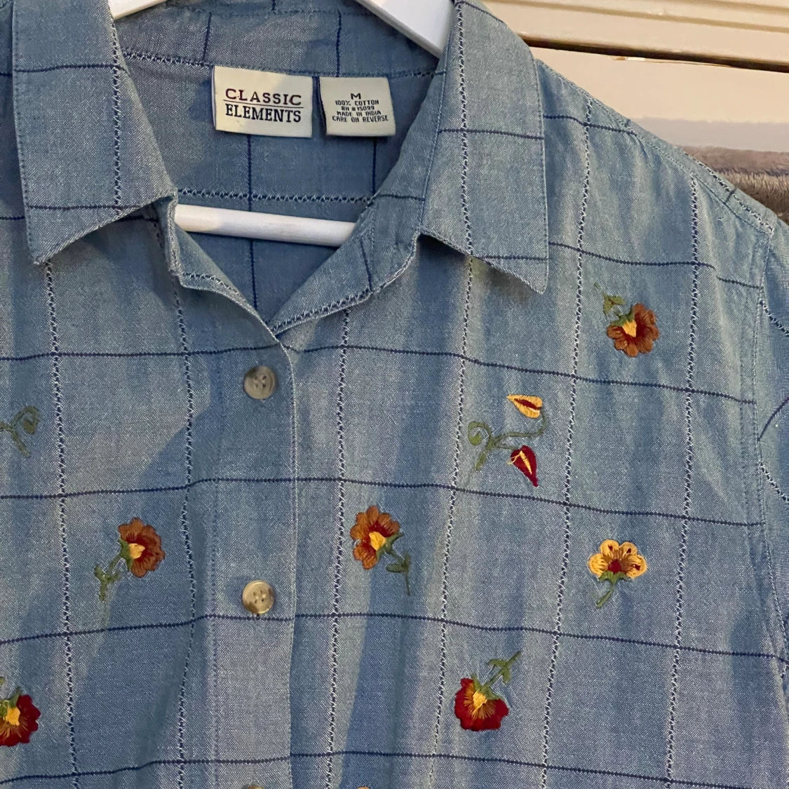 Kortärmad skjorta med blommor - 90