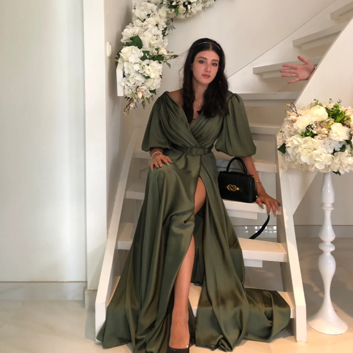 Khaki maxi klänning