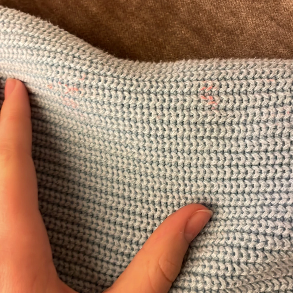 Blå stickad kofta - 91