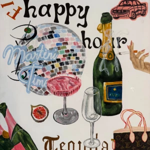 Canvas tavla - Happy hour - Handmålad tavla med coolt blandat motiv😍Säljer till högst bud!💋