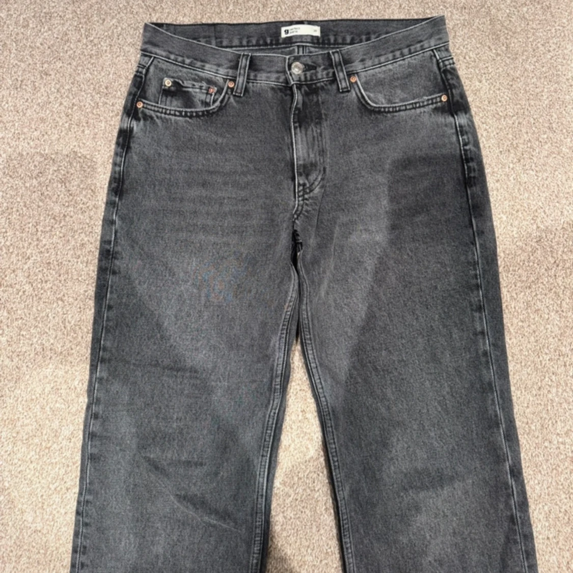 Grå lågmidjade jeans - 91