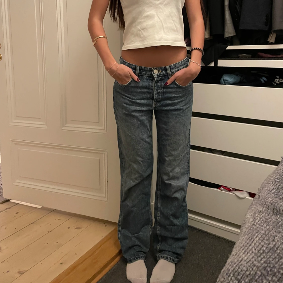 Blå bootcut jeans - 2