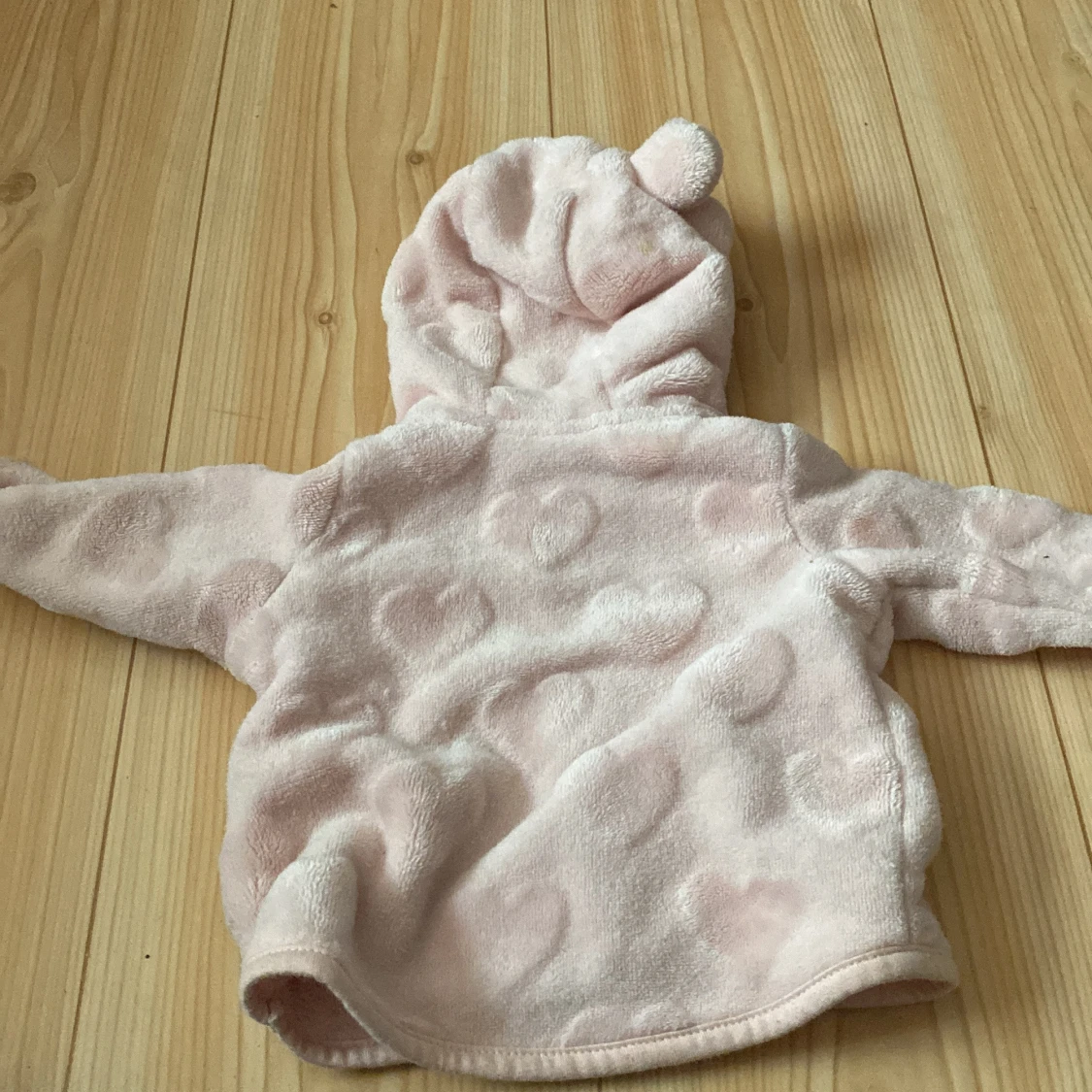 Rosa fleecejacka med huva och öron - 92