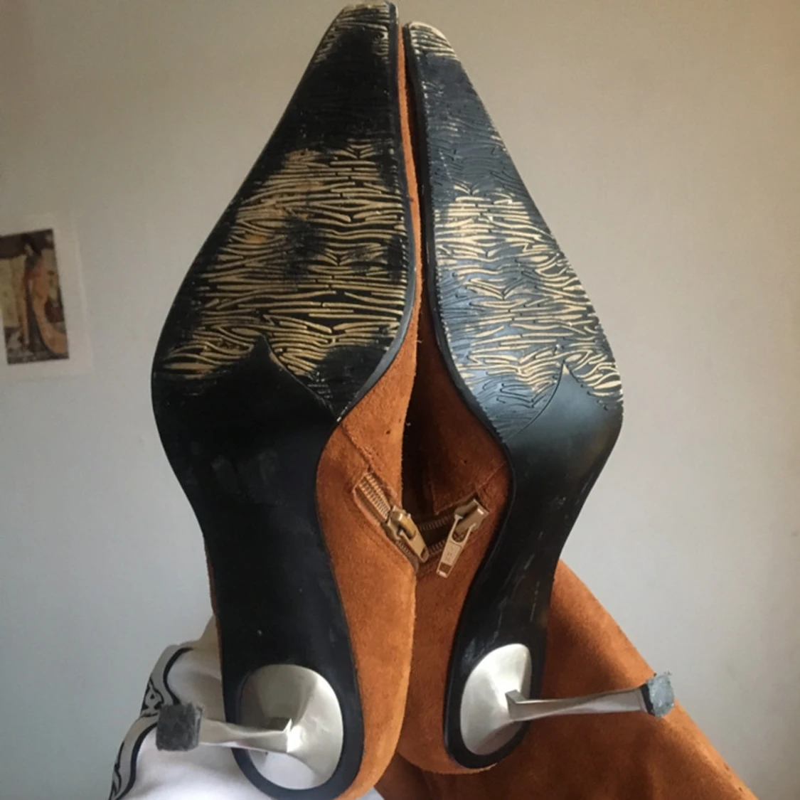 Bruna mockastövlar med stilettklack - 92