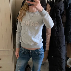 Grå sweatshirt från GANT - Säljer en snygg grå sweatshirt från GANT i storlek XS. Den har ett klassiskt tryck på bröstet och är supermjuk och bekväm. Perfekt för en avslappnad stil eller att mysa i hemma. Tröjan är i bra skick och passar perfekt till jeans 🤩