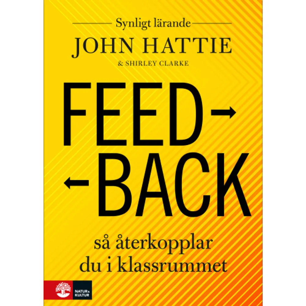 Feedback är ett av de mest kraftfulla verktygen som du kan använda i din undervisning, men utfallet kan variera enormt. I boken Feedback –så återkopplar du i klassrummet löser John Hattie och Shirley Clarke denna paradox: Hur kan feedback vara så kraftfull men samtidigt i så hög grad variera? Felaktigt använd leder feedback dessutom inte till ökat lärande eller bättre undervisning ock kan också skapa onödig stress. Med utgångspunkt i omfattande forskning och lång undervisningserfarenhet klargör Hattie och Clarke både principerna bakom och de praktiska aspekterna av feedback. Du får bland annat ökade kunskaper om:  betydelsen av djup- och ytinlärning hur du kan använda elev till lärare-feedback och elev till elev-feedback styrkan med rätt form av feedback under lektionerna hur du på ett hanterbart sätt använder feedback efter lektionen.  John Hattie och Shirley Clarke använder ett stort antal fallbeskrivningar och exempel kombinerat med engagerande klassrumsnära exempel för att dels visa vad som skapar en effektiv feedbackkultur, dels ge dig strukturer och ramverk för framgångsrik feedback i undervisningen. Feedback vänder sig i första hand till lärare från förskoleklass till årskurs nio, men även till lärarstudenter för samma årskurser.  Sagt om boken Rätt använt kan feedback vara ett av de främsta verktygen i en klassrumssituation mellan lärare och elev samt mellan elev och elev, medan felaktig feedback istället kan skapa stress och osämja. Men  författarna visar också att rätt använd feedback fungerarutmärkt, speciellt om målet är att utveckla elevers kompetens, samarbets- och lärandeförmåga. Här återges både detaljerade klassrumssituationer med exempel på tillvägagångssätt och återkoppling till teoretiska studier av skolverkligheten.Michael Economou, BTJ-häftet nr 16, 2019    Format Häftad   Omfång 259 sidor   Språk Svenska   Förlag Natur & Kultur Läromedel och Akademi   Utgivningsdatum 2019-06-17   Medverkande Shirley Clarke   Medverkande Karin Ashing   ISBN 9789127824980  . Böcker.