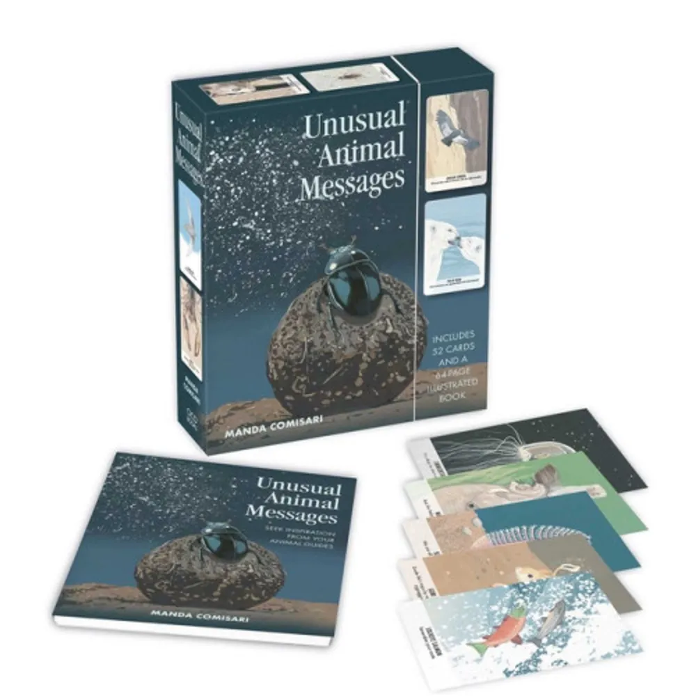 Embark on a journey of personal transformation through the lessons of 52 uncommon and fascinating animals in this oracle deck filled with striking illustrations and powerful messages from the natural world. We have a lot to learn even from the most unusual of creatures! Step into the remarkable world of nature, spirit and curiosity with the guidance of the Unusual Animal Messages oracle deck. Composed of 52 illustrated cards, each with captivating artwork and a daily reading for self-empowerment, along with a 64-page illustrated book, discover the wisdom of nature’s most uncommon and intriguing animals. Including the blue-ringed octopus, mudskipper and axolotl, the animals each have a lesson for us, drawn from their characteristics and traits that emphasise how we’re not so different from our animal counterparts after all, and the lessons can be connected to our own life experiences. The cards encourage mindfulness and being observant about past behaviour, recurring themes, unresolved upsets or difficult situations and to address them honestly and openly. We are also reminded to live happily, take time for ourselves and wholeheartedly enjoy the little things in life.. Böcker.