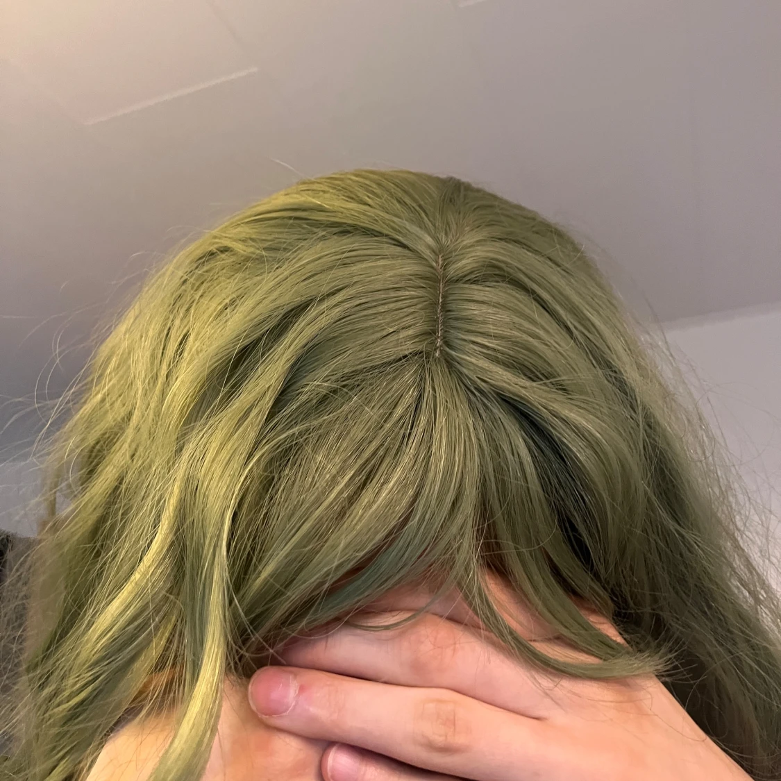 Lång grön peruk  - 92