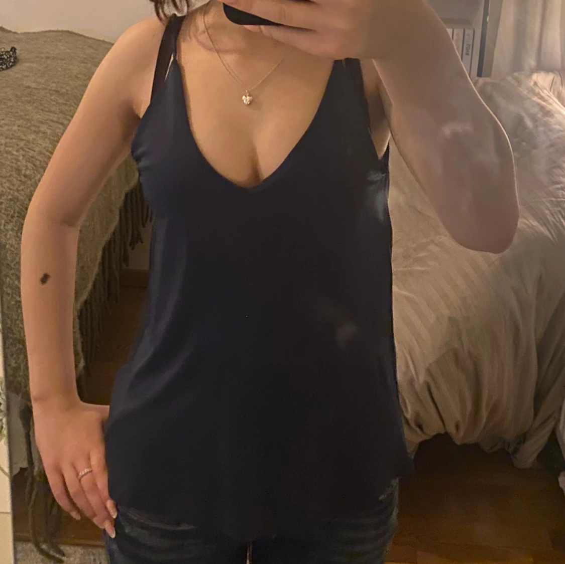 Mörkblå linnetopp från H&M - 2