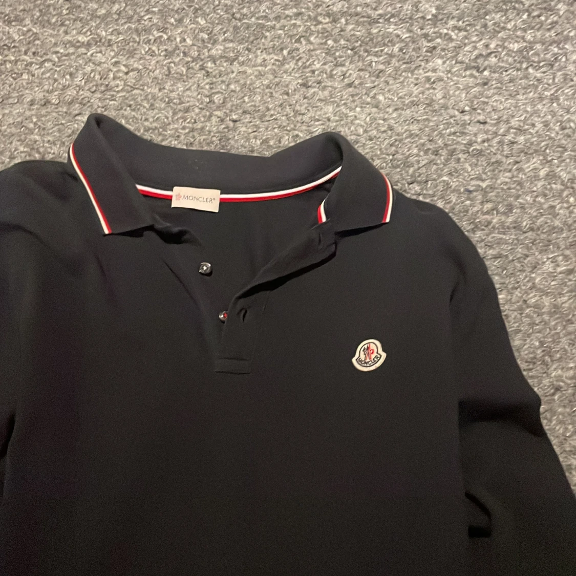 Mörkblå långärmad piké moncler  - 90