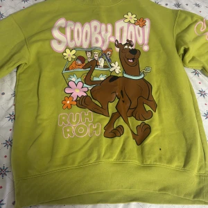 Grön Scooby-Doo tröja - Säljer en cool grön Scooby-Doo tröja med tryck av Scooby och gänget. Den har långa ärmar och är perfekt för en avslappnad stil. Texten 'Ruh Roh' och blommor ger den en retro känsla. Perfekt för alla Scooby-Doo fans!
