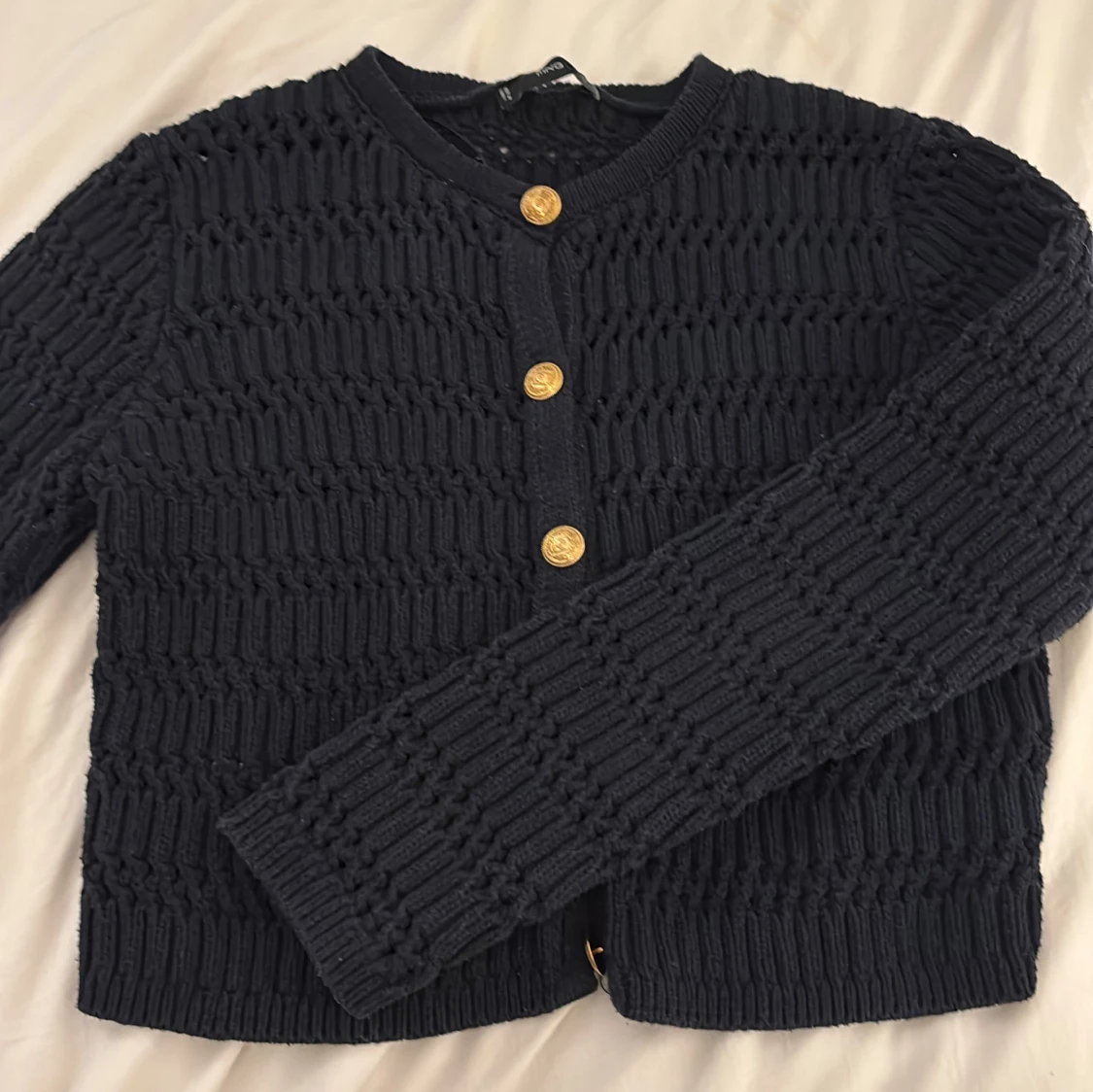 Mörkblå stickad kofta från Mango - 90