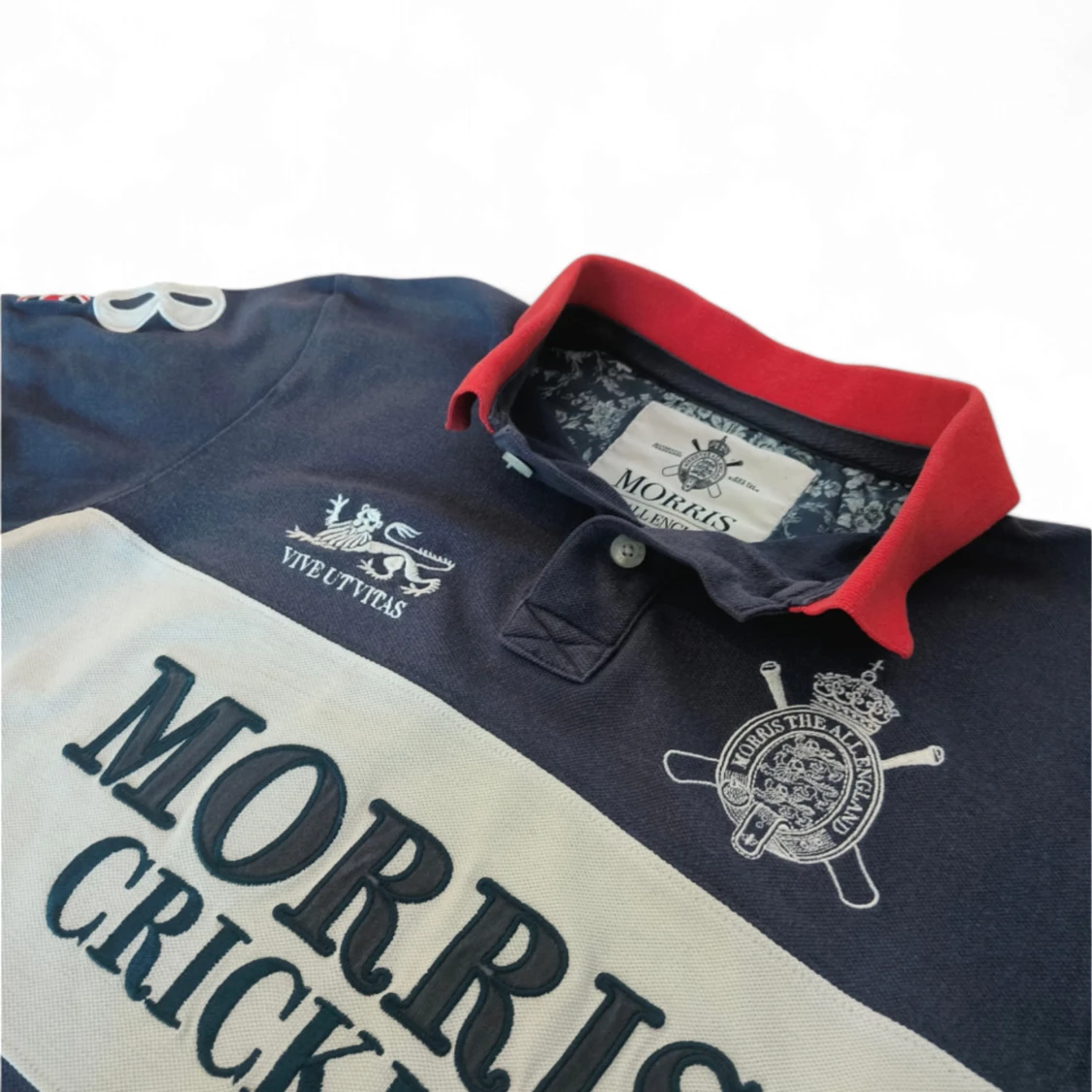 Blå och vit pikétröja från Morris - 90