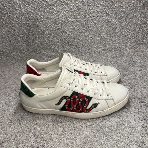 Gucci Ace Snake - Tja! Säljer nu dessa sjukt feta Gucci Ace sneakers i bra skick, 7,5/10. Originalstorlek 43 men passar 44. Innermått: 28,5cm. Hör av dig vid frågor eller funderingar!