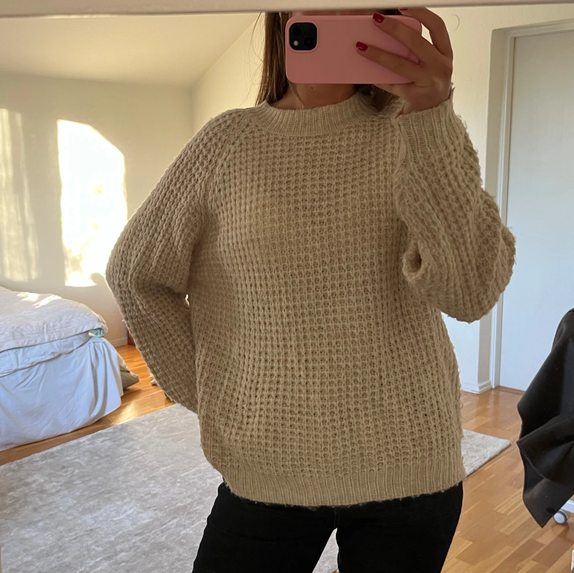 Beige stickad tröja