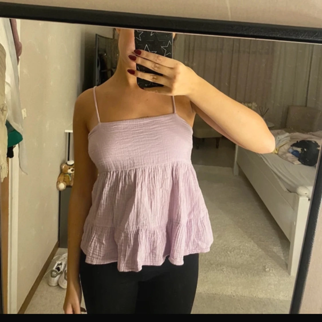 Ljuslila axelbandslös topp - 91