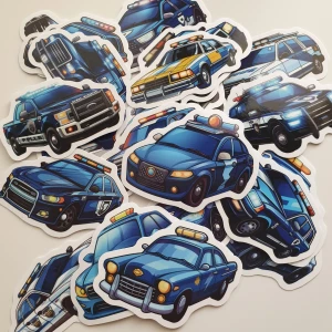 25st polisbil klistermärken/stickers  - Klistermärken/stickers Motiv: polisbil, Antal: 25st Skick: ny/oanvänd  Kul att använda till pyssel, scrapbooking och annat. Kan tex användas till att dekorera din bärbara dator, skateboard, resväska, 