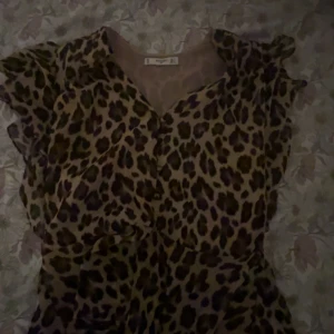 Leopardmönstrad blus från Mango - Säljer en snygg leopardmönstrad blus från Mango. Blusen har korta ärmar med volangdetaljer och en v-ringad hals. Perfekt för att ge en trendig touch till din outfit. 🐆