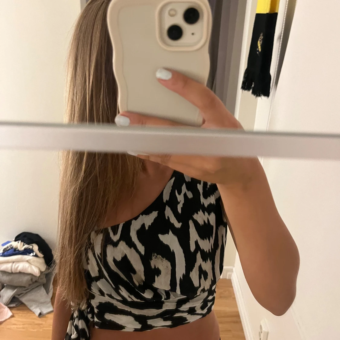 zebra mönstrad one shoulder topp