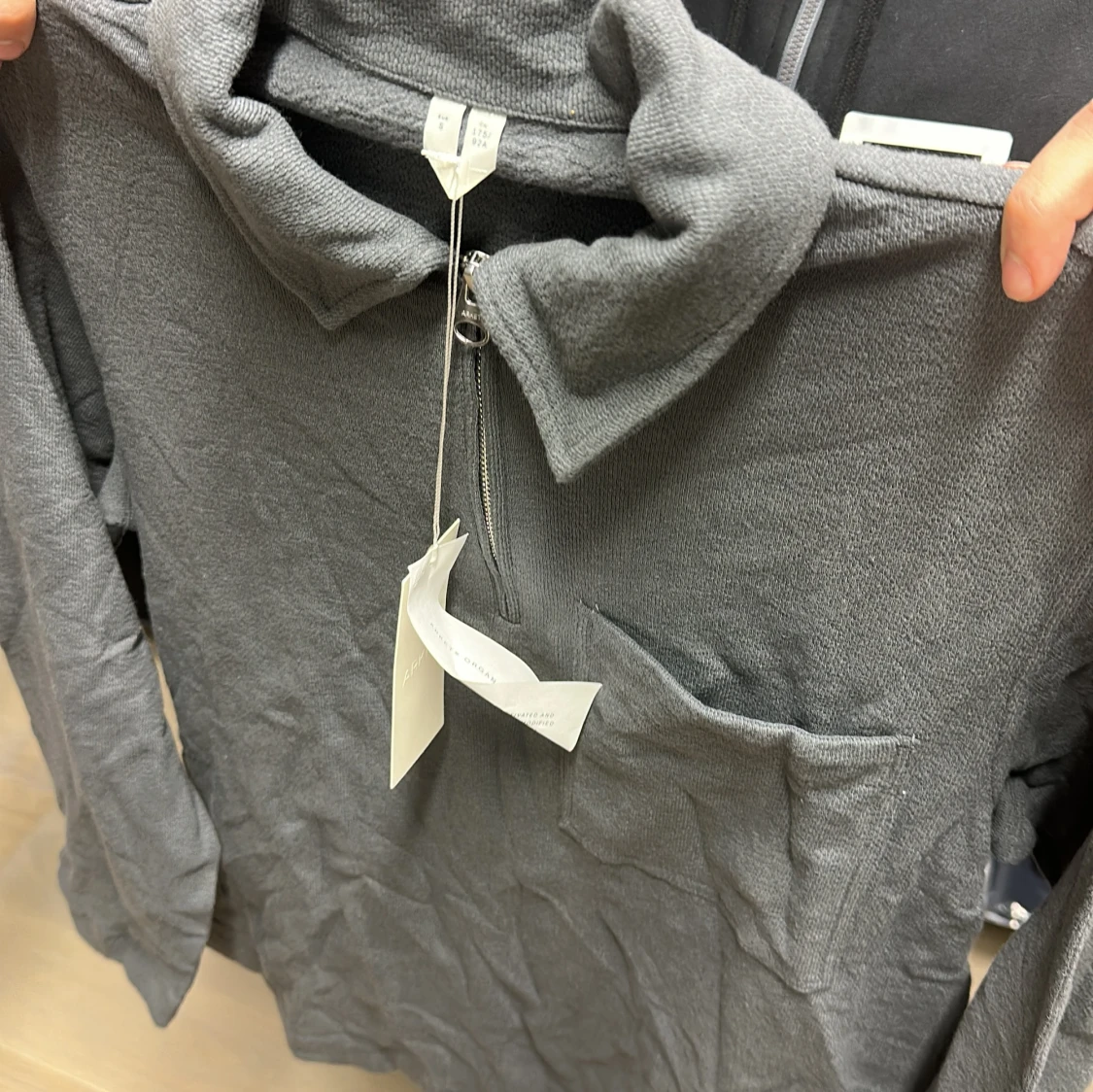 Grå långärmad tröja med dragkedja  - 1