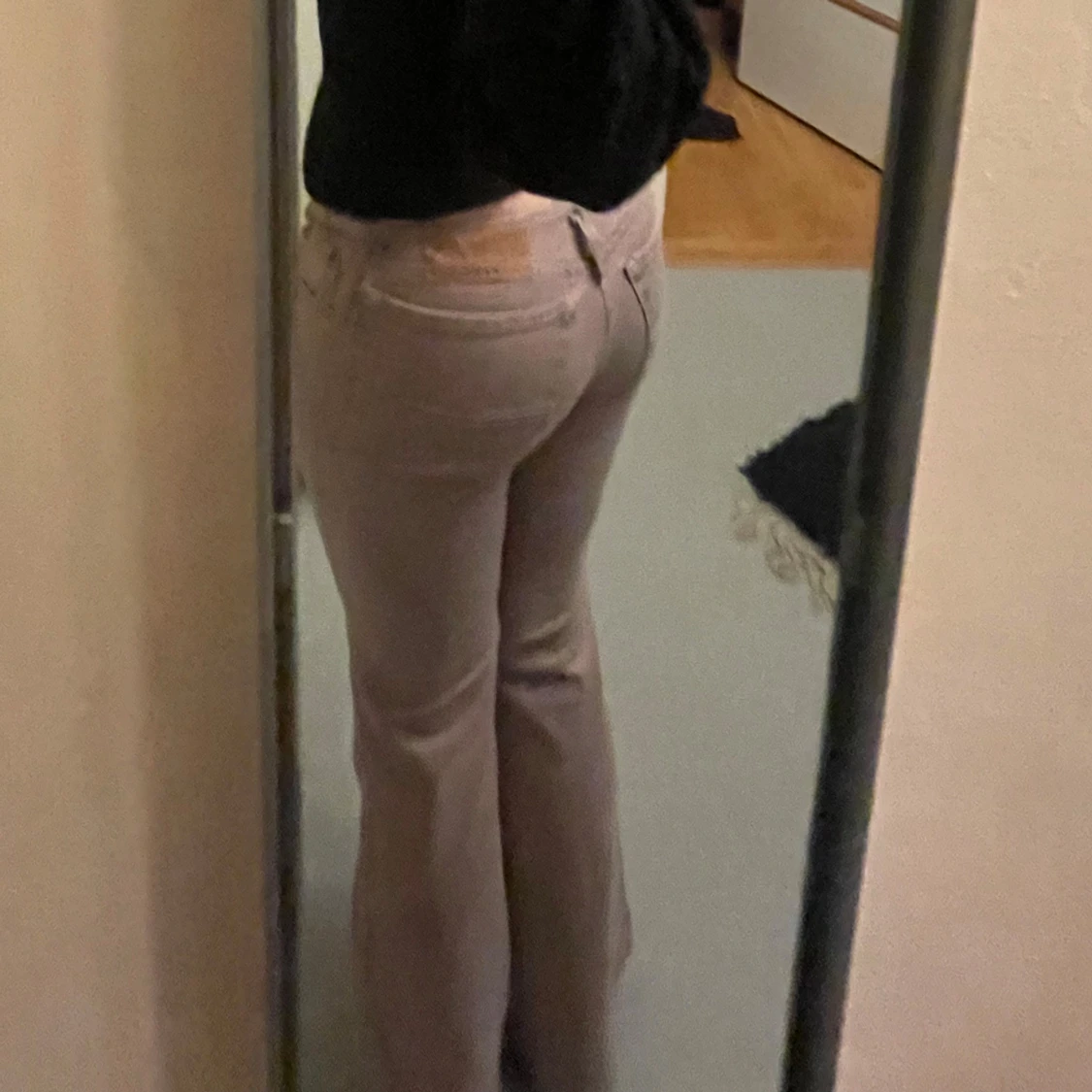 Ljus lila  bootcut byxor med låg midja  - 3