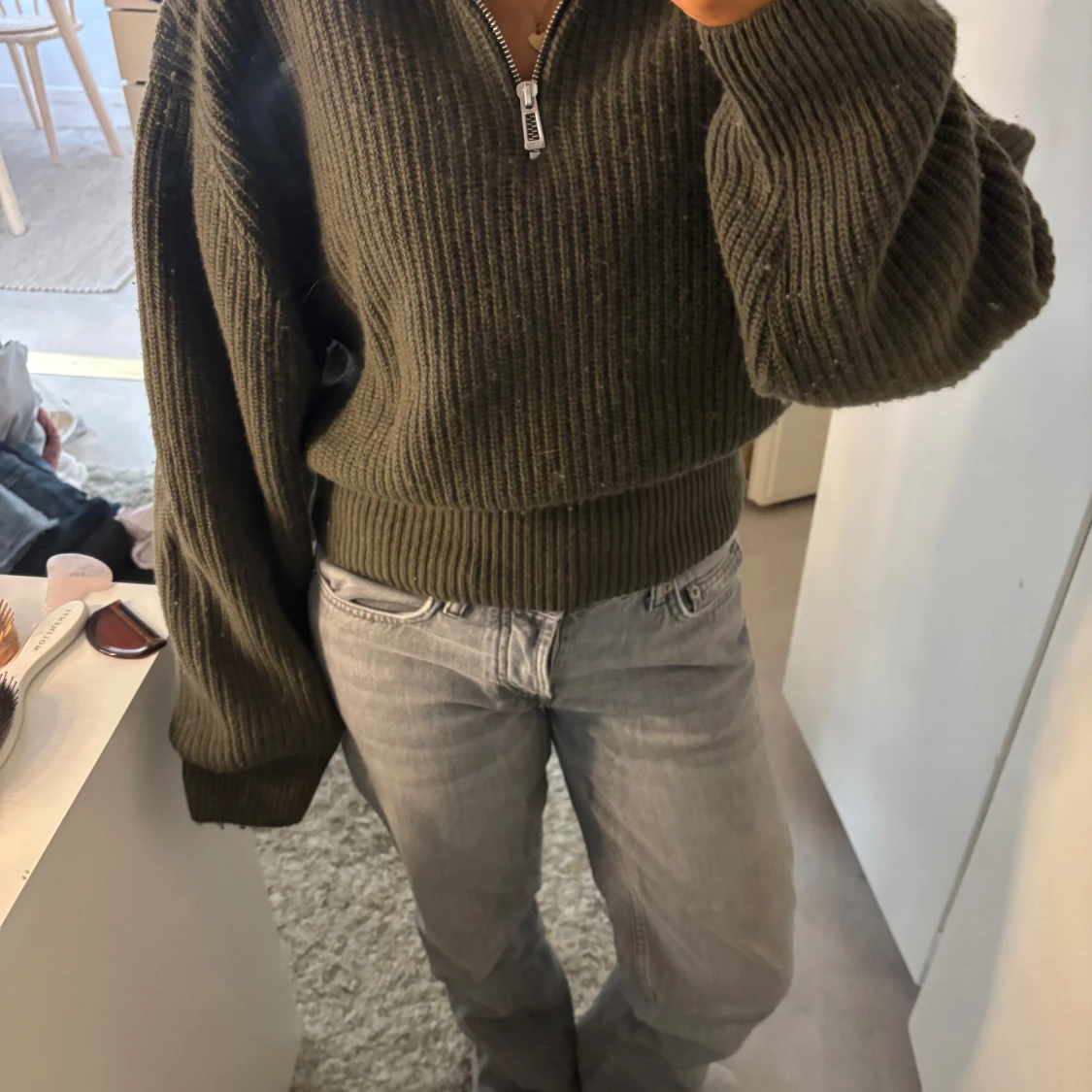 Olivgrön stickad tröja från Hugo - 1