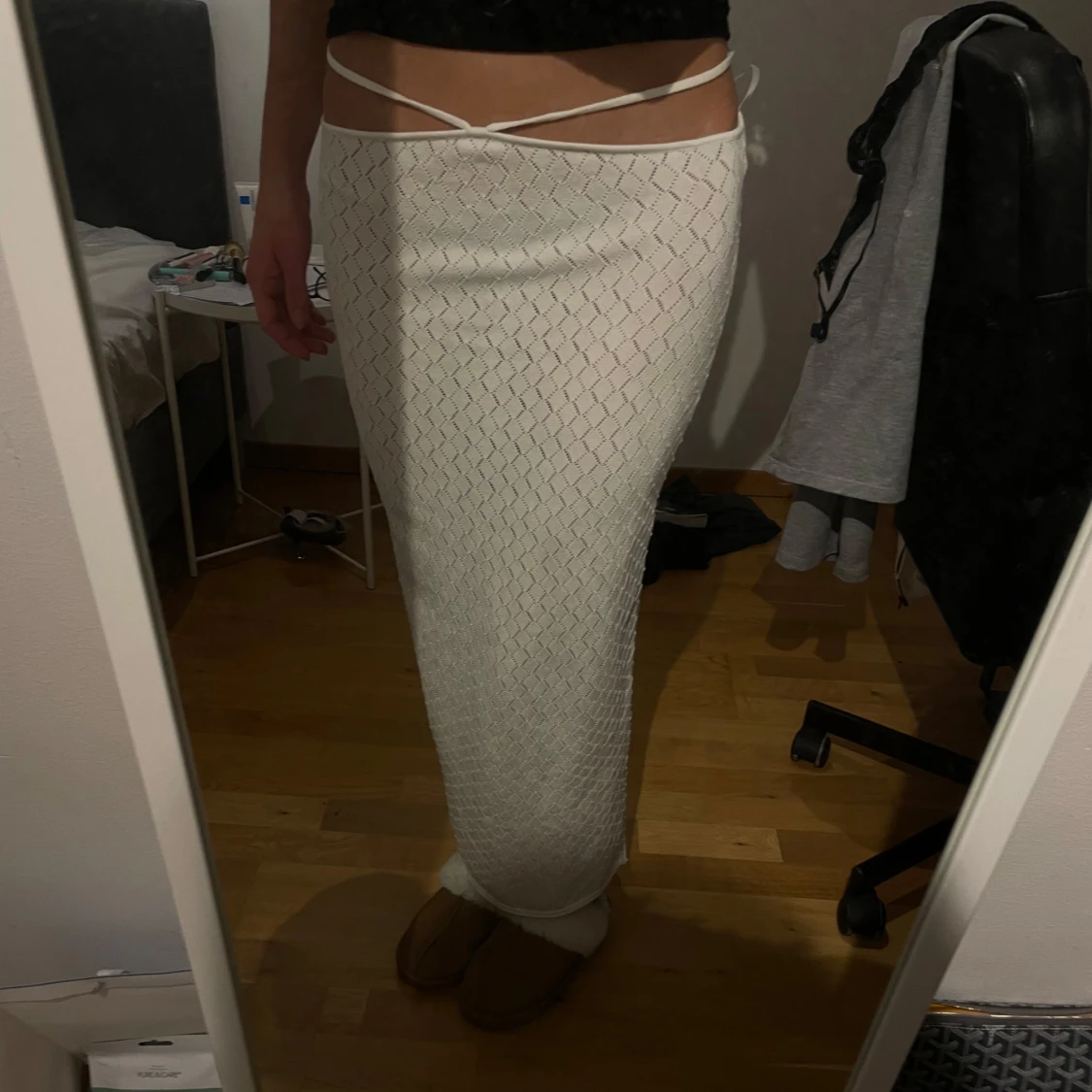 Vit långkjol med knytband - 2