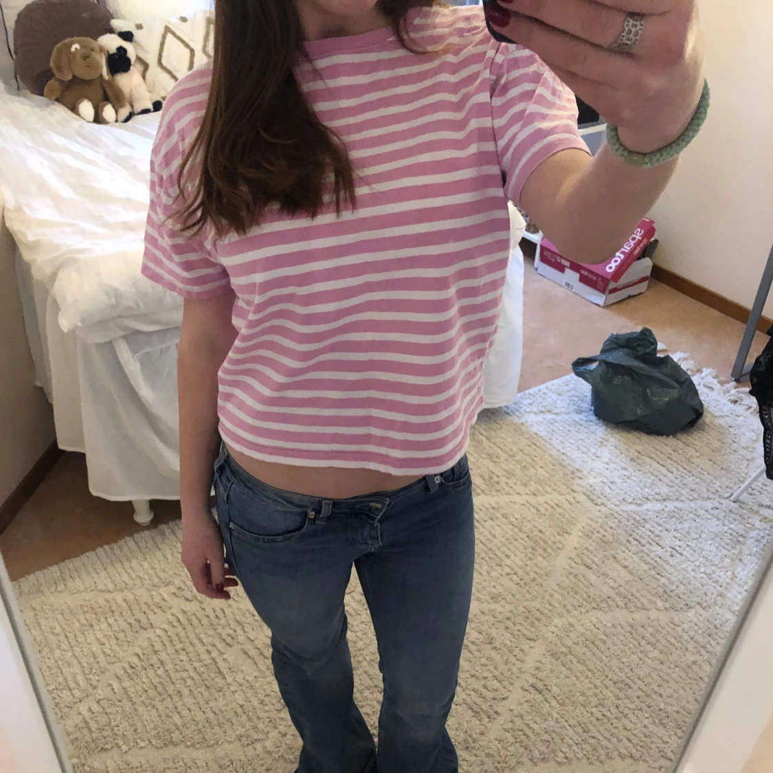 Rosa och vit randig t-shirt  från Zara