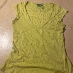 Grön t-shirt från Zara - Säljer en grön t-shirt från Zara Basics. T-shirten har en v-ringad design och korta ärmar. Perfekt för en avslappnad stil. Tillverkad i 100% bomull för en bekväm känsla.