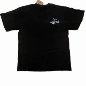 Svart t-shirt från Stüssy - Säljer en svart t-shirt från Stüssy med Stüssy tryckt i vitt på både framsidan och baksidan. Perfekt att ha till sommaren!!                                       Storlek: S                                                                        Hör av er om ni har några frågor!📞 Ingen retur!