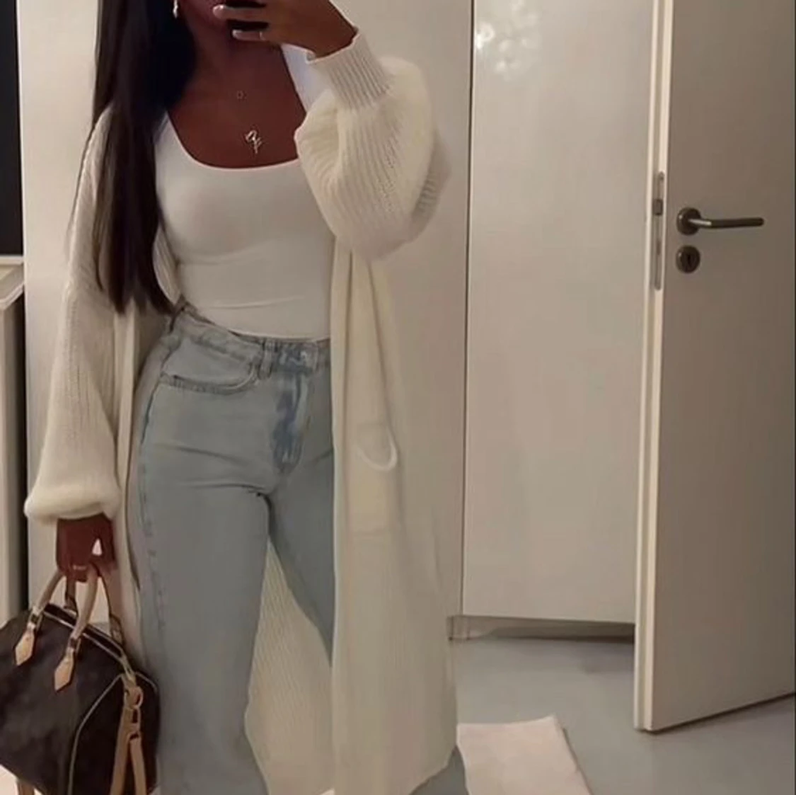 Vit lång Cardigan  - 1