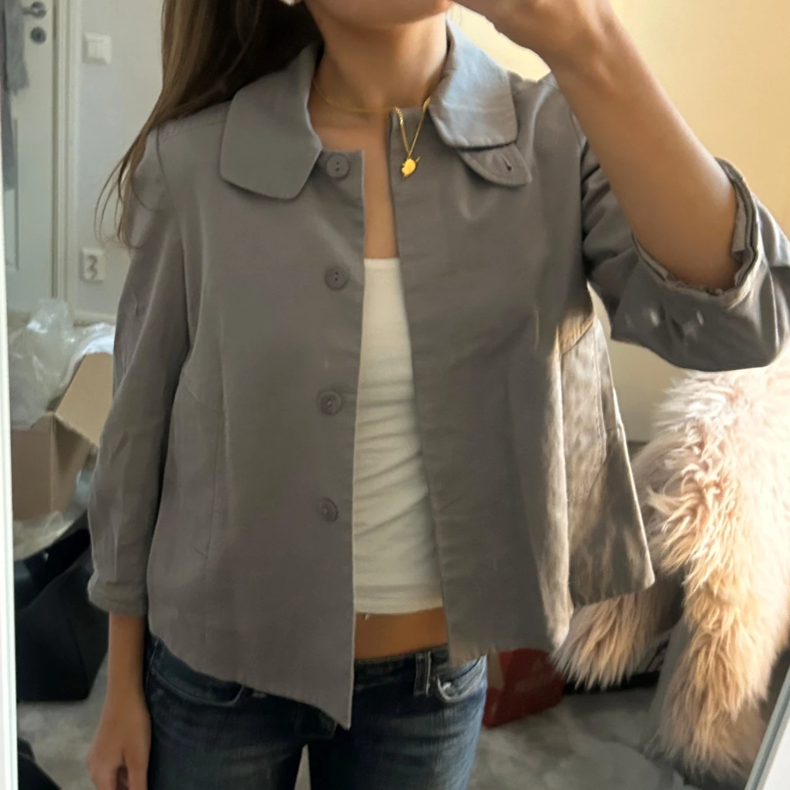 Grå Trekvartsärmad jacka