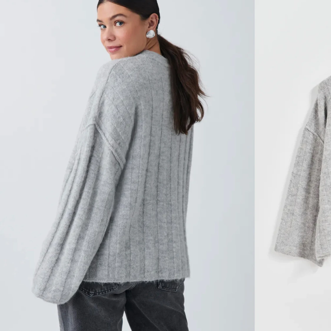 Grå stickad tröja - 90