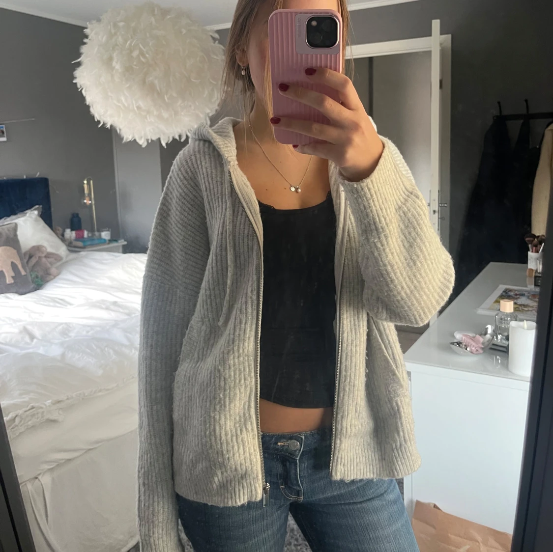 Stickad kofta med dragkedja - 91