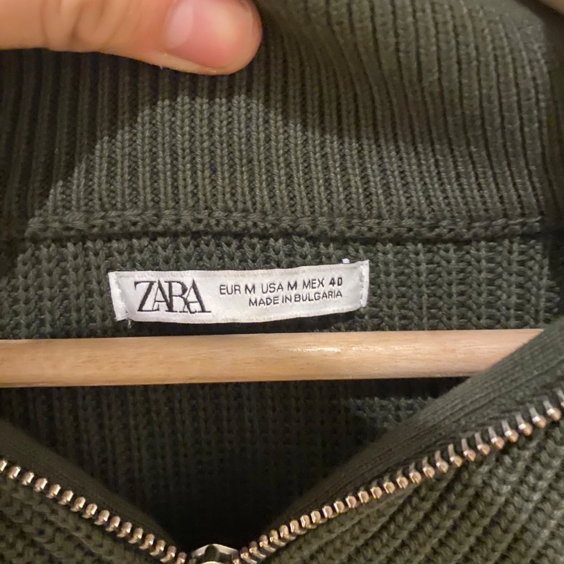 Grön Halvzip stickad tröja  - 91