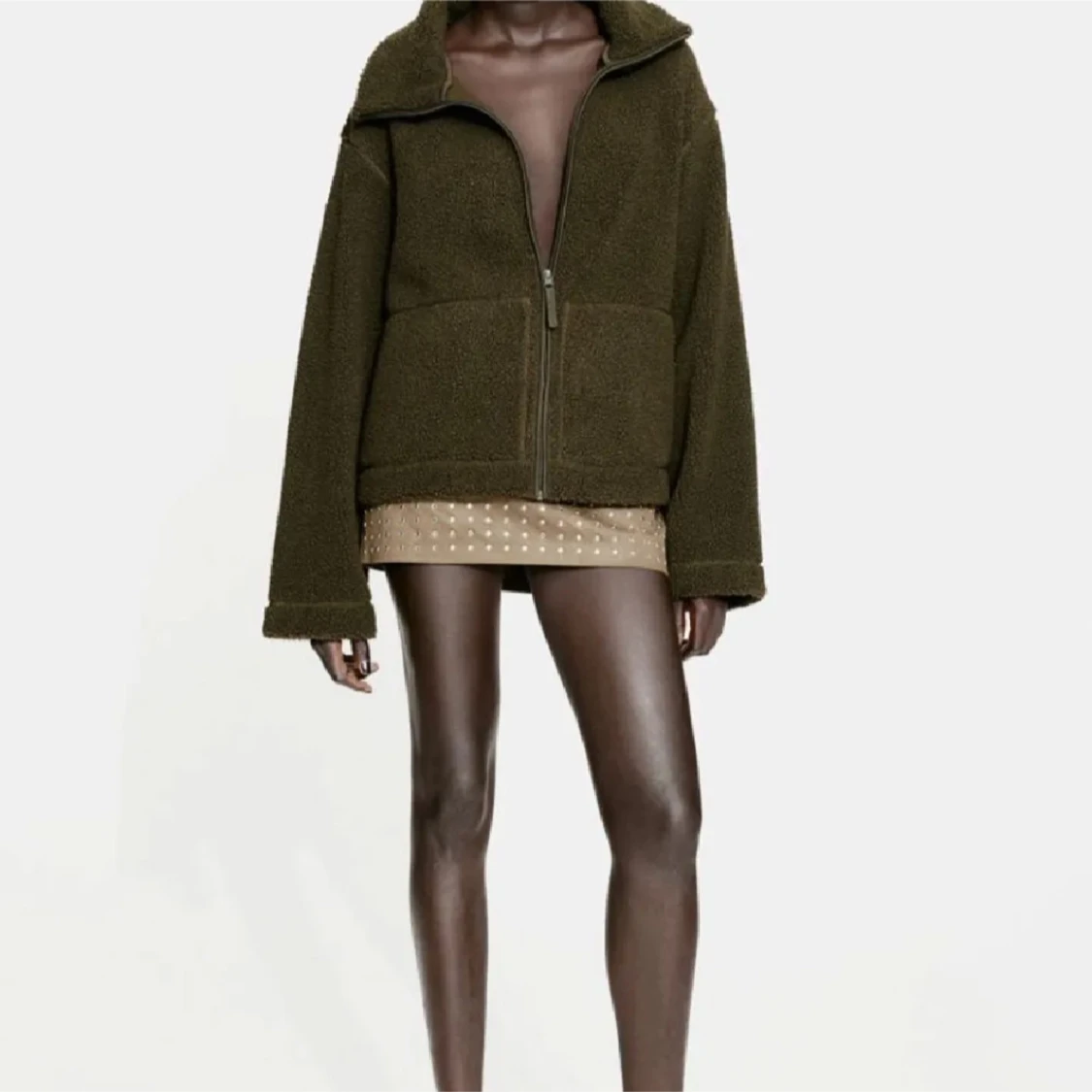 Mörkgrön teddy jacka