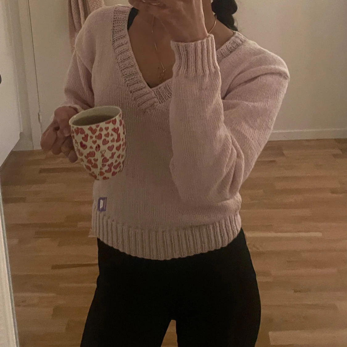 Rosa stickad tröja  - 90