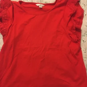 Röd T-shirt  - Haft på 1 gång, jätte gullig röd t-shirt, storlek S.