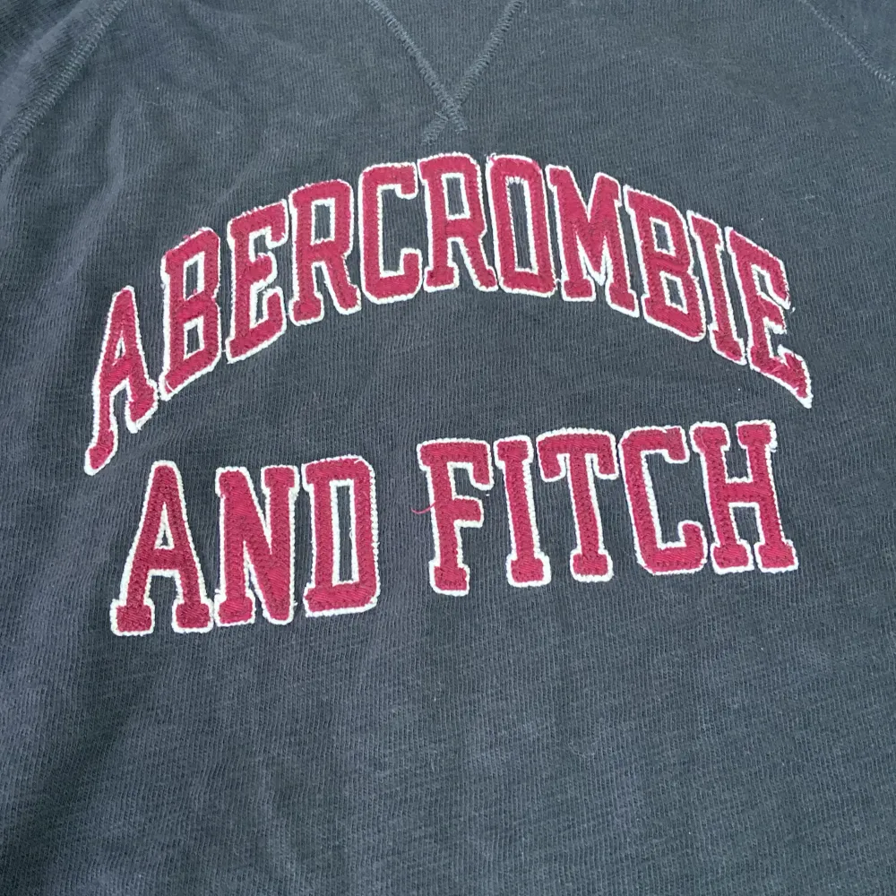Säljer en snygg grå långärmad tröja från Abercrombie & Fitch. Den har ett coolt tryck i rött på bröstet. Perfekt för höst och vinter, och den är superbekväm att ha på sig. Passar både till vardags och chillkvällar. 🖤. Neuletakit & Villapaidat.