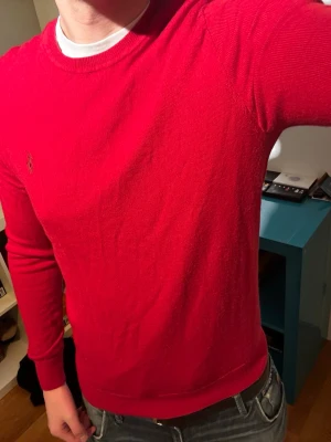 Röd merinoullströja Polo Ralph Lauren - Snygg röd tröja från Polo Ralph Lauren i mjuk merinoull. Klassisk rund halsringning, diskret broderad logga på bröstet och långärmad modell. Perfekt till jeans eller chinos för en clean och stilren look.